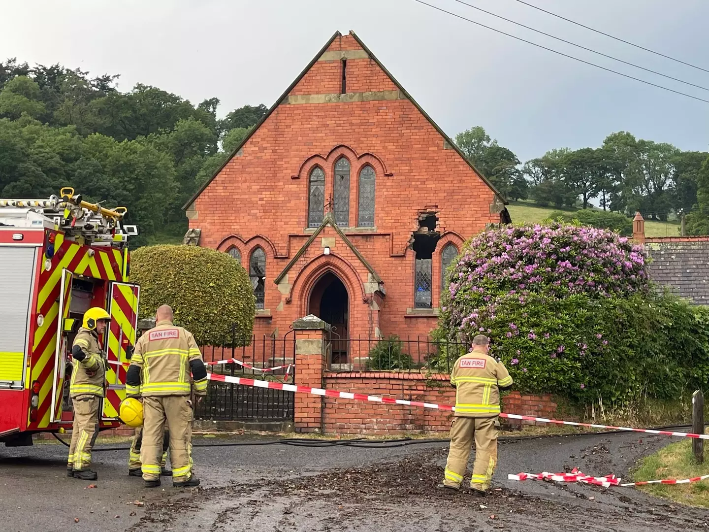 The hole in the side of the church was pretty large.