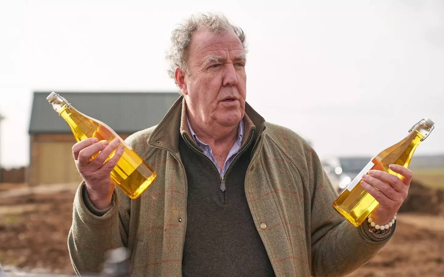 Clarkson with some of his non-explosive cider.