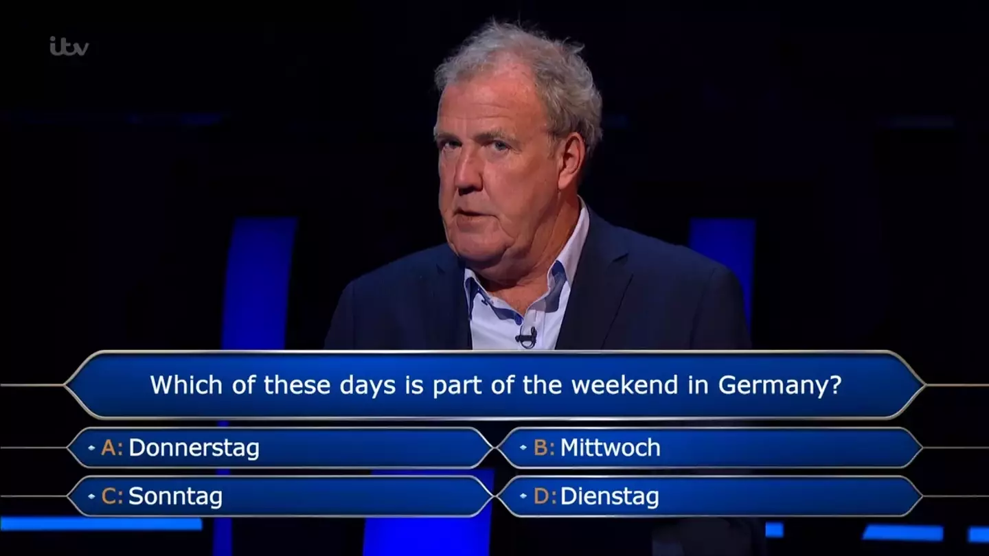 Jeremy Clarkson reassured the contestant it could be 'completely innocent'.