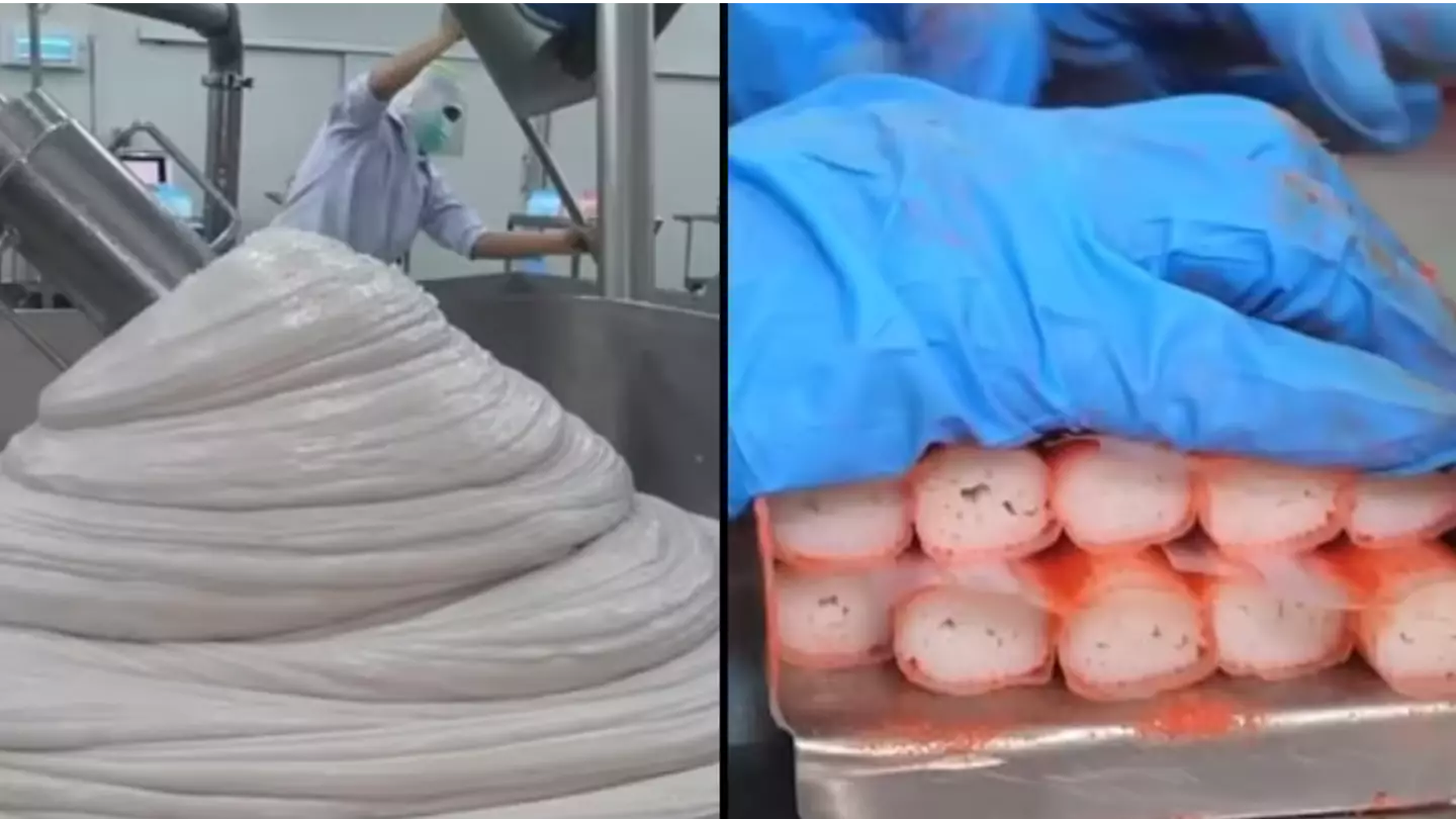 People seriously disturbed after seeing how crab sticks are actually made