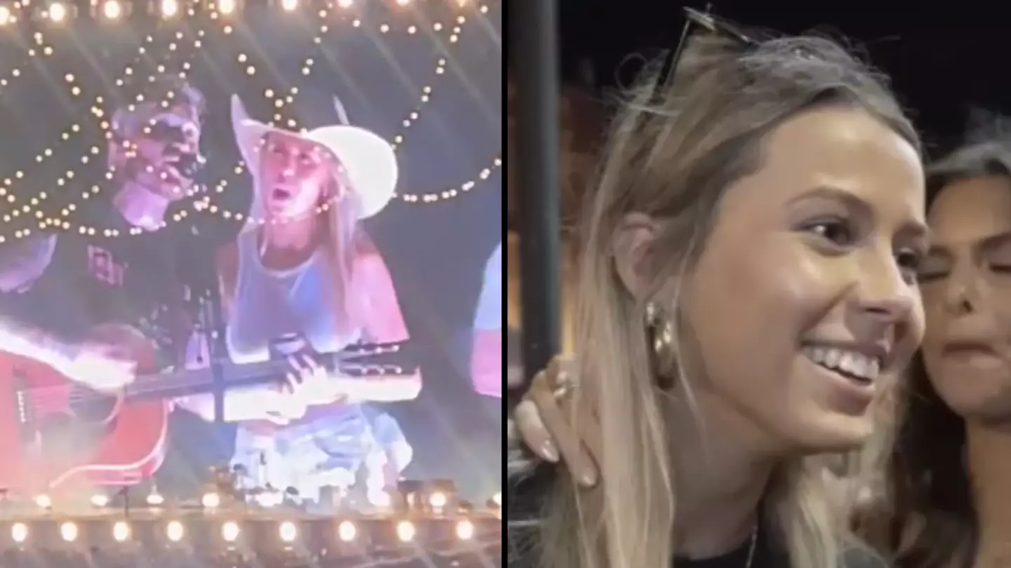 Hawk Tuah girl invited on stage at gig to perform song with huge music star
