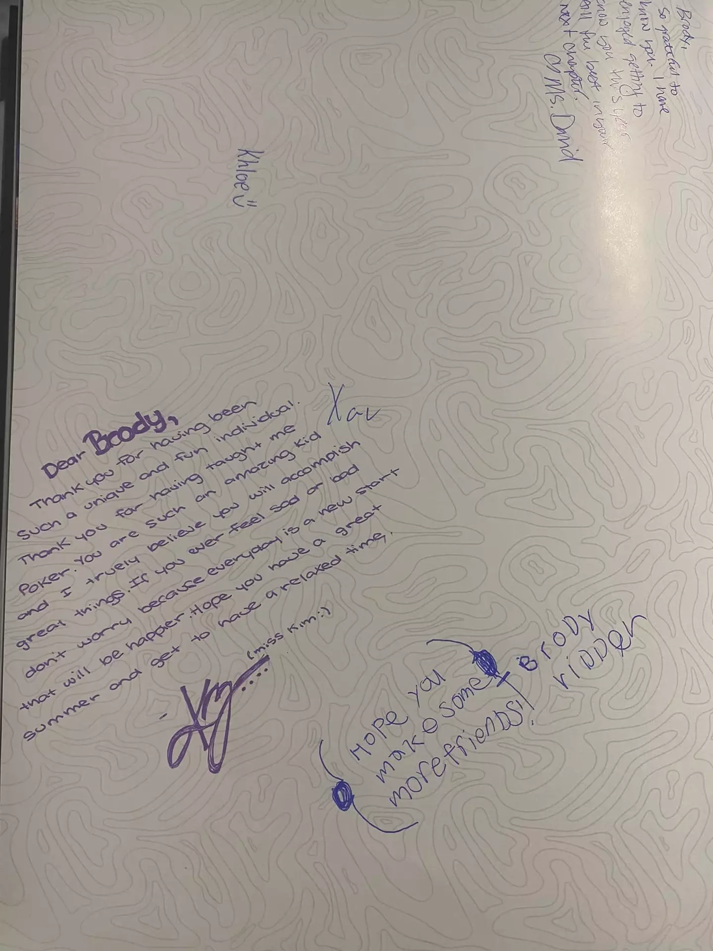 Brody's classmates refused to sign his yearbook.