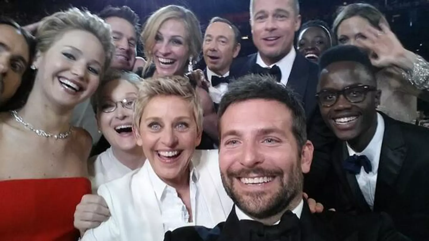 The iconic Oscars selfie is now ten years old.