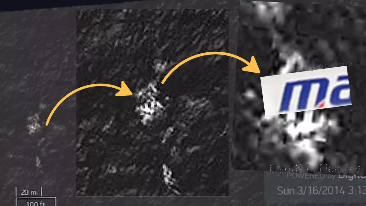 Hendry said she found the letter ‘M’ on a piece of wreckage while surveying the area by satellite.