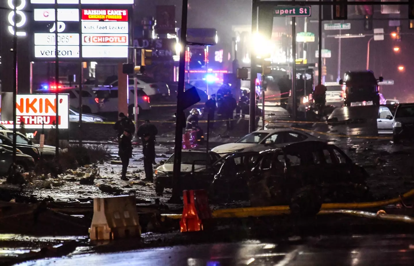 Homes and vehicles were set ablaze. (Matthew Hatcher/Getty Images)