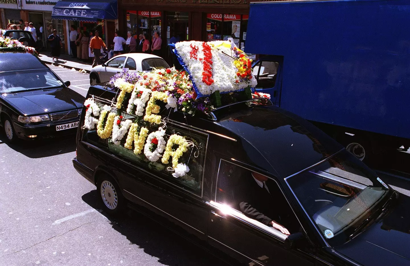 The funeral procession of actor Lenny McLean August 1998.