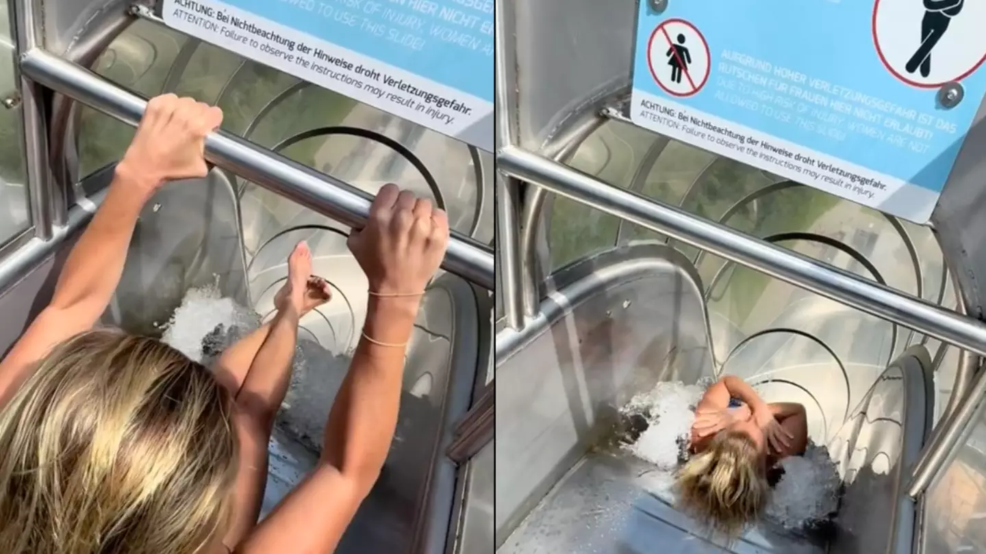 Waterpark responds to sexism accusations over 'no female' sign on slide that world champion diver ignored