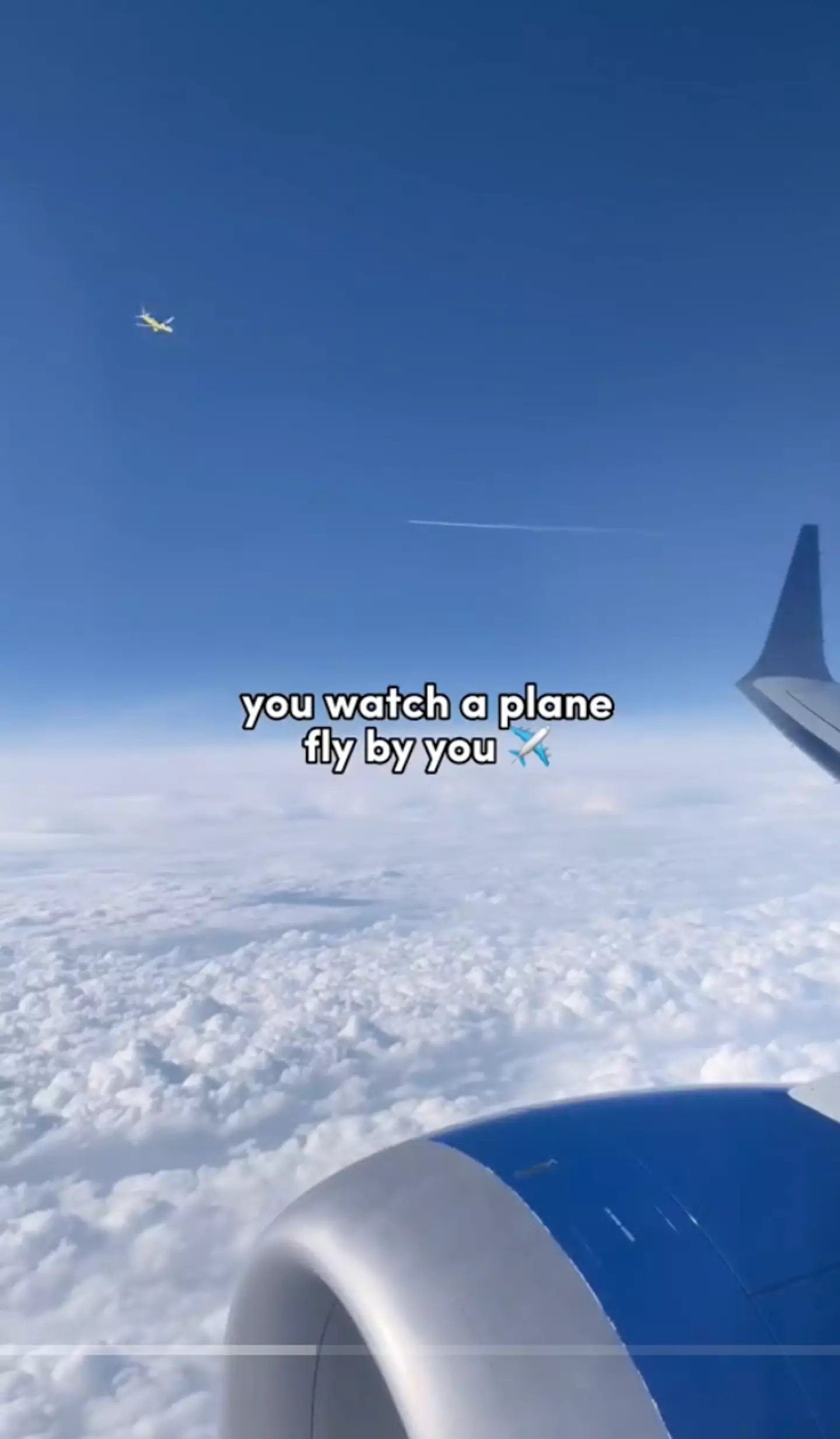 In the video another plane whizzes past through the window.