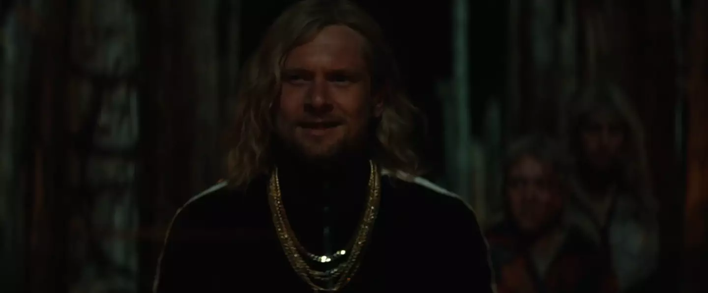 Jack O'Connell's Jimmy Crystal leading the Jimmies into the Bone Temple (Sony Pictures)