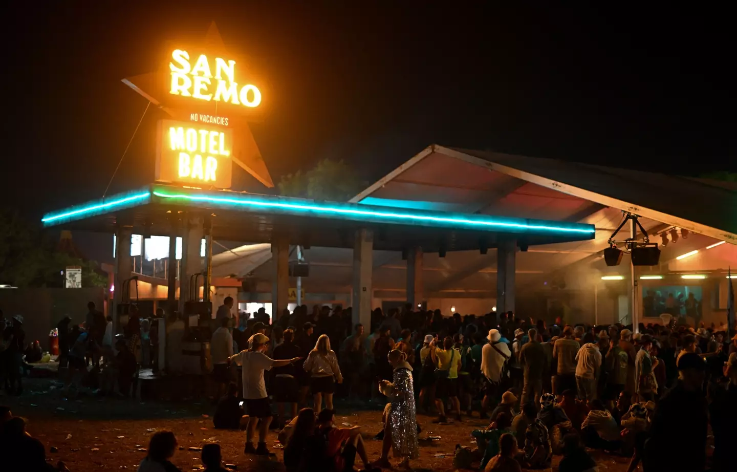 The San Remo bar is a popular watering hole at Glasto.
(OLI SCARFF/AFP via Getty Images)