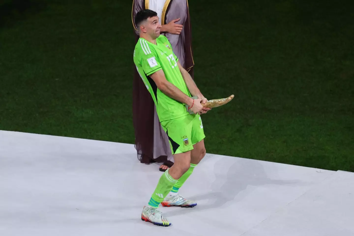 Martinez as he collected his Golden Glove trophy.