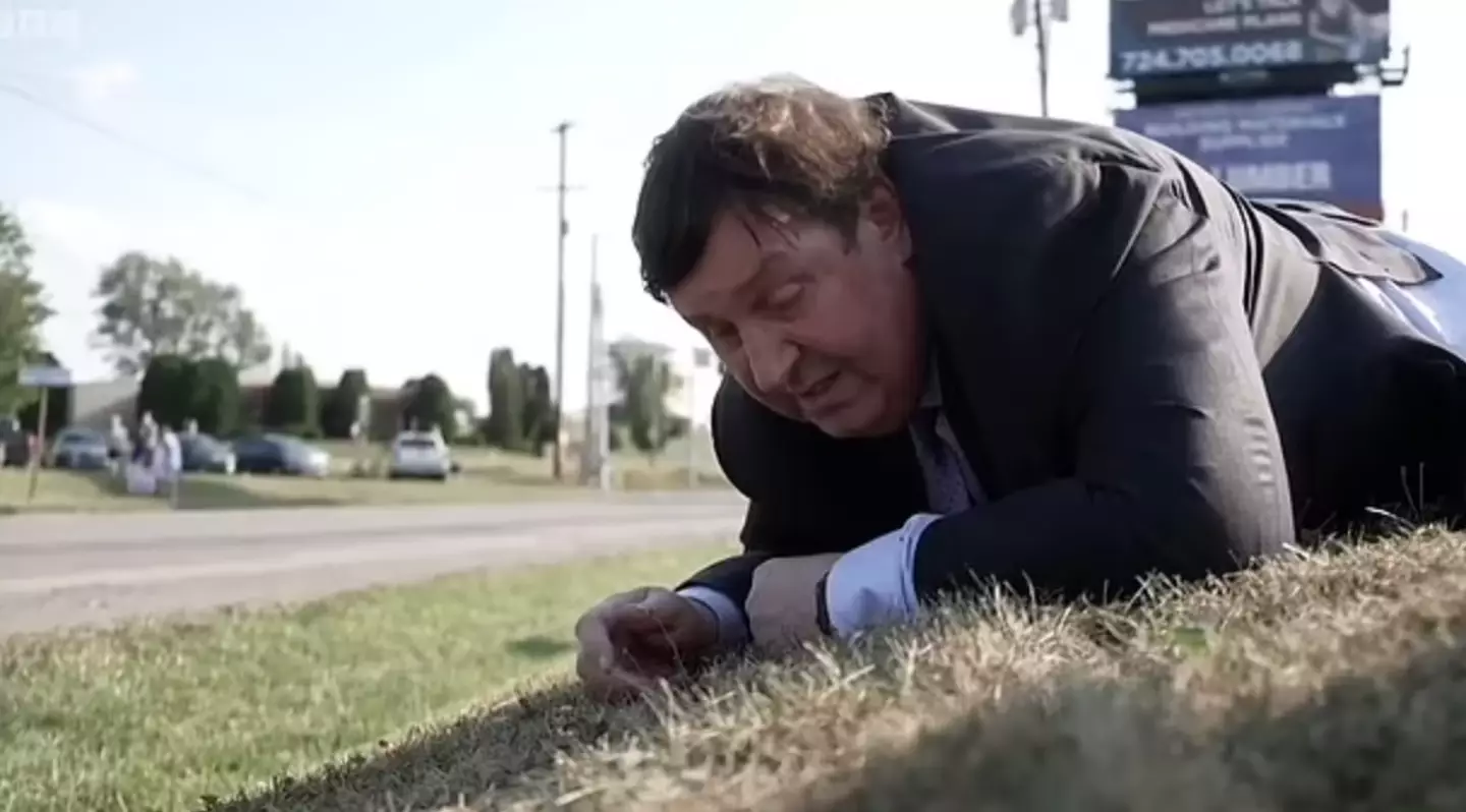 Gary could be seen on the ground in the clip (BBC)