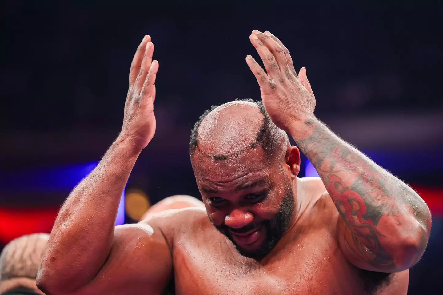 The 37-year-old revealed that he had a hair mishap in the days leading up to the fight against Ibeh (Ishika Samant/Getty Images)