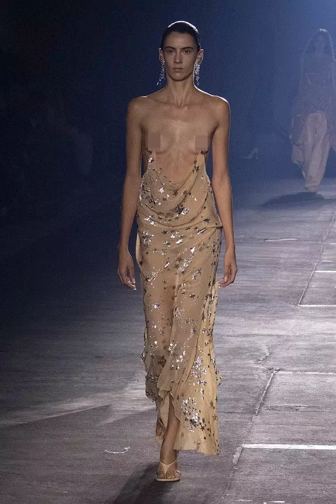 The Mugler dress was worn recently at Paris Fashion Week (Victor VIRGILE/Gamma-Rapho via Getty Images)