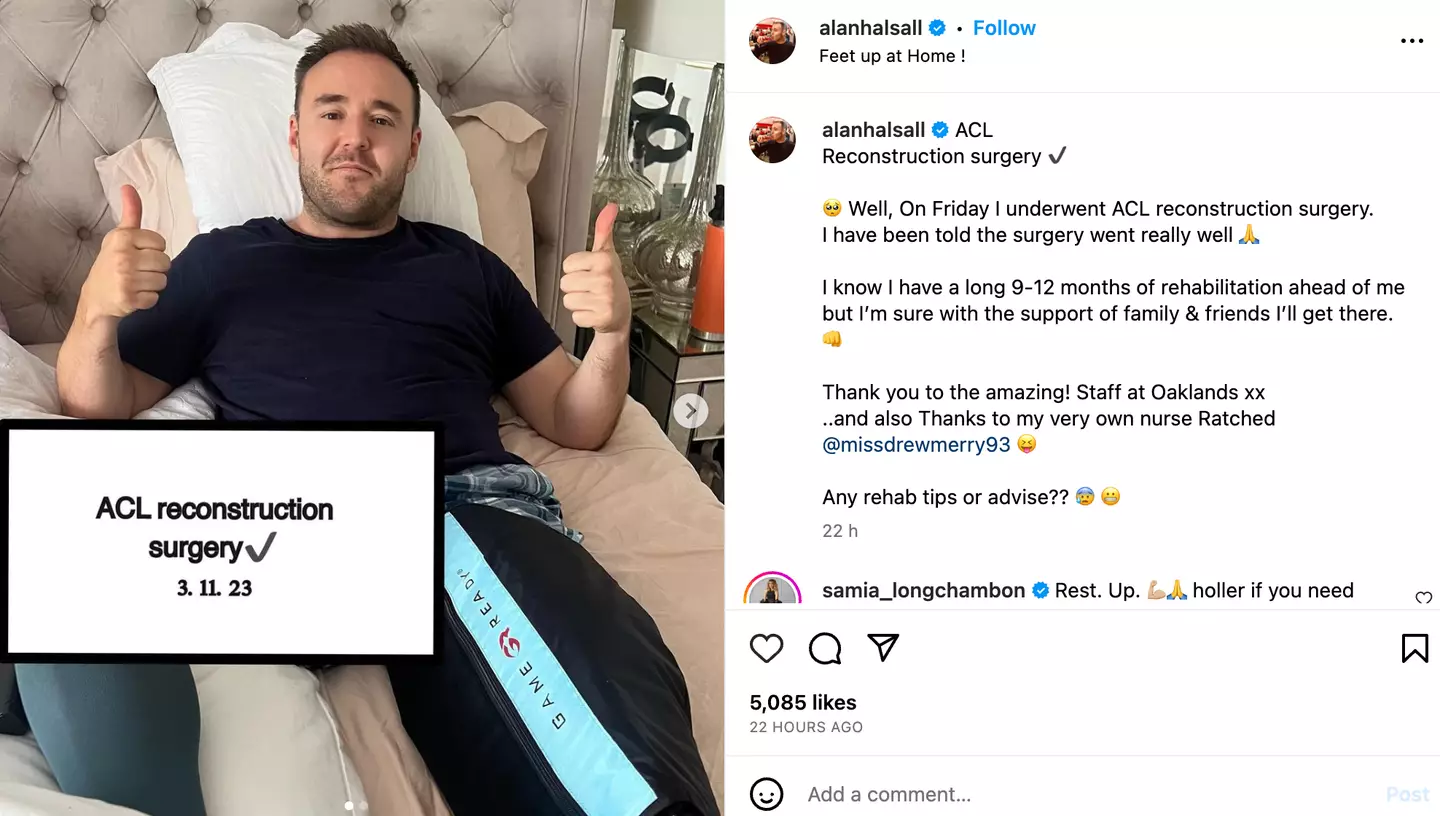 Alan Halsall has undergone an operation on his leg.