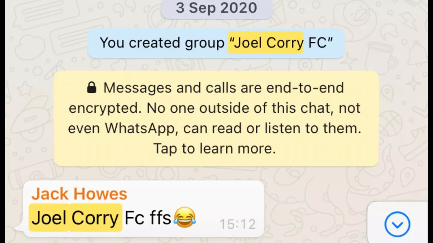 The chart-topping DJ was amazed when a bunch of guys named their football team 'Joel Corry FC' because they love 'all of his tunes'.