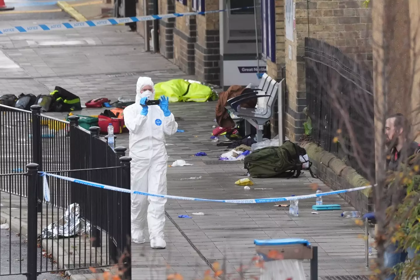 Investigations are taking place at Huntingdon train station. (Joe Giddens/PA Wire)