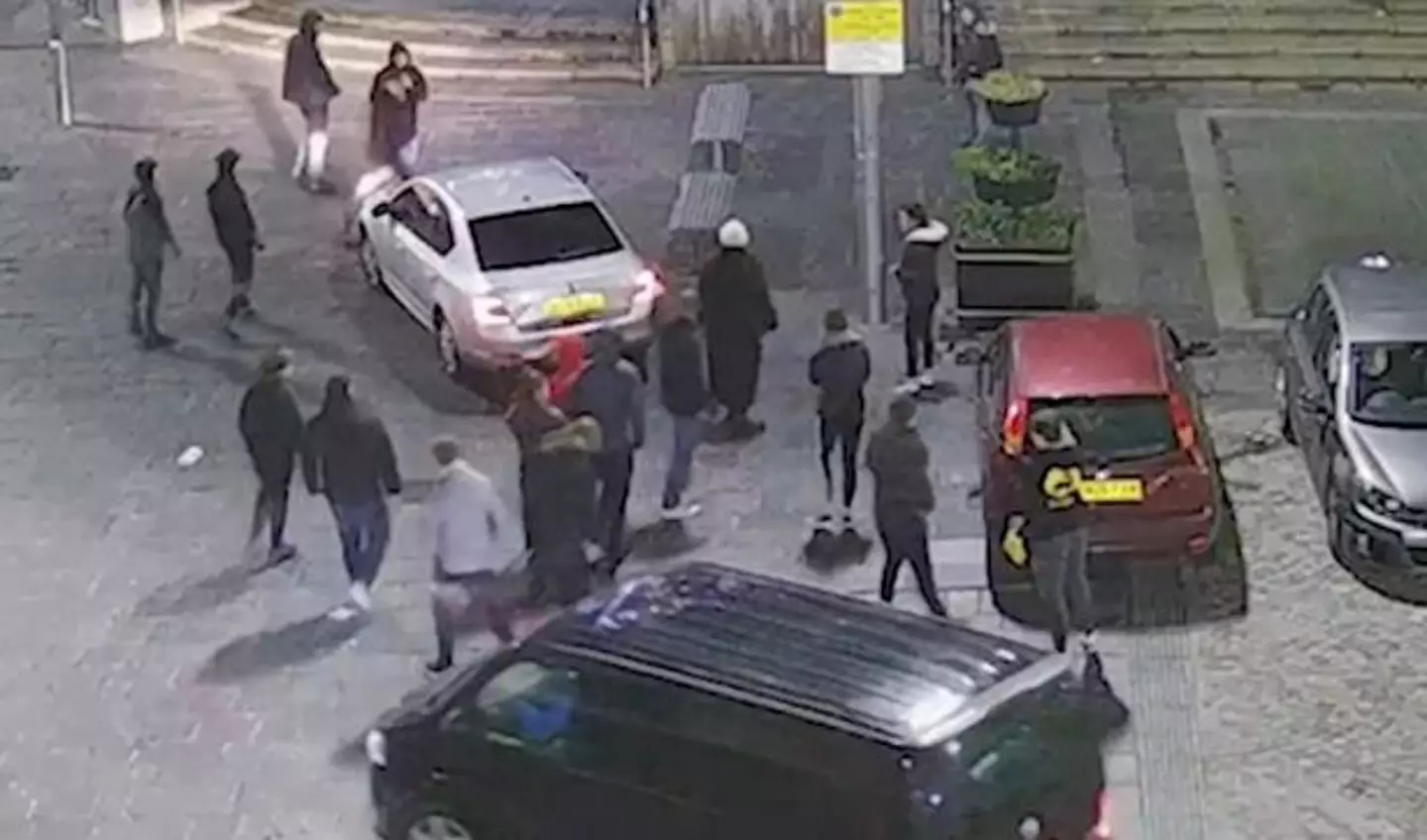 The fight was captured on CCTV.