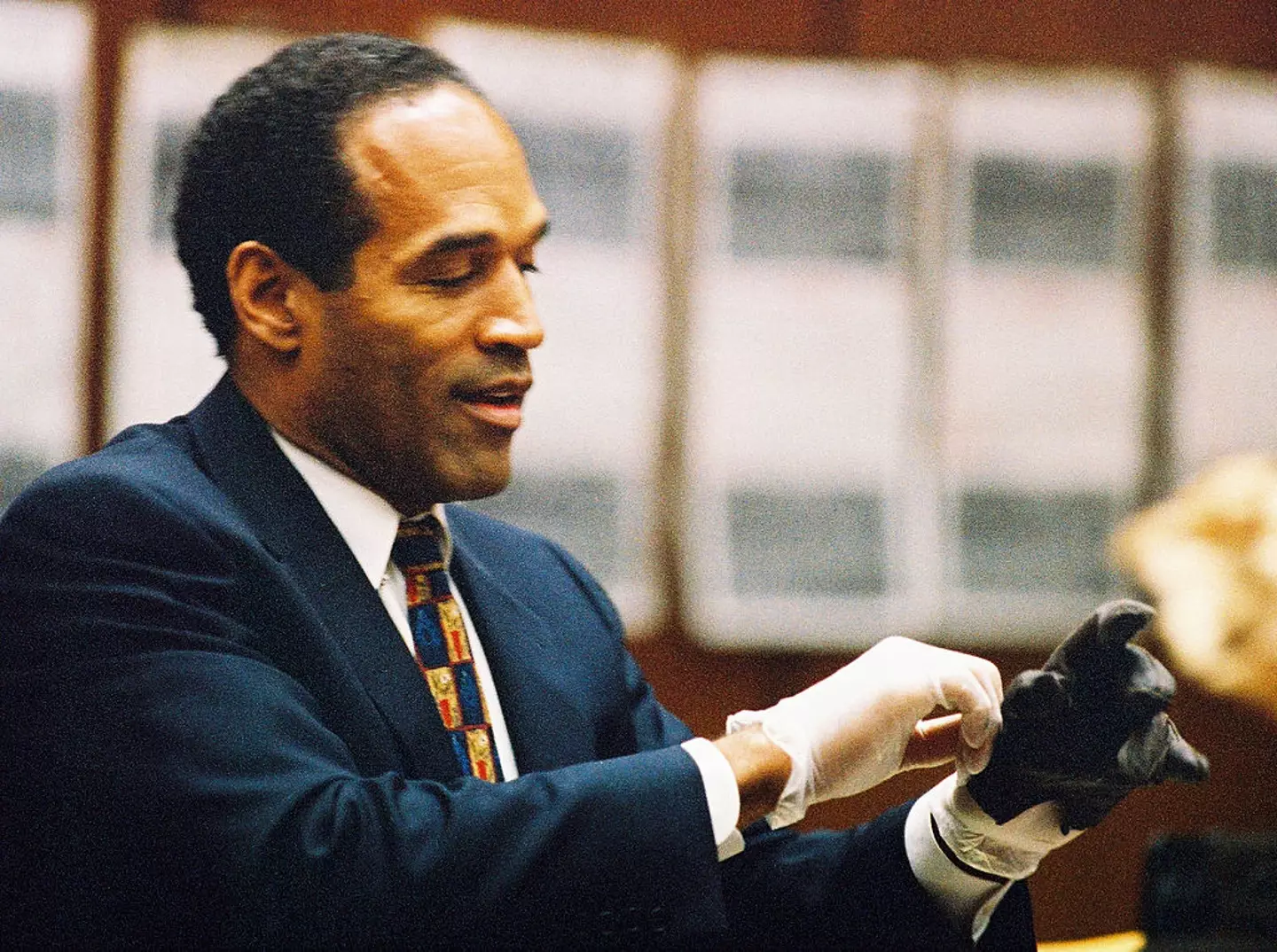 Simpson tried on the glove in court (Lee Celano/WireImage)