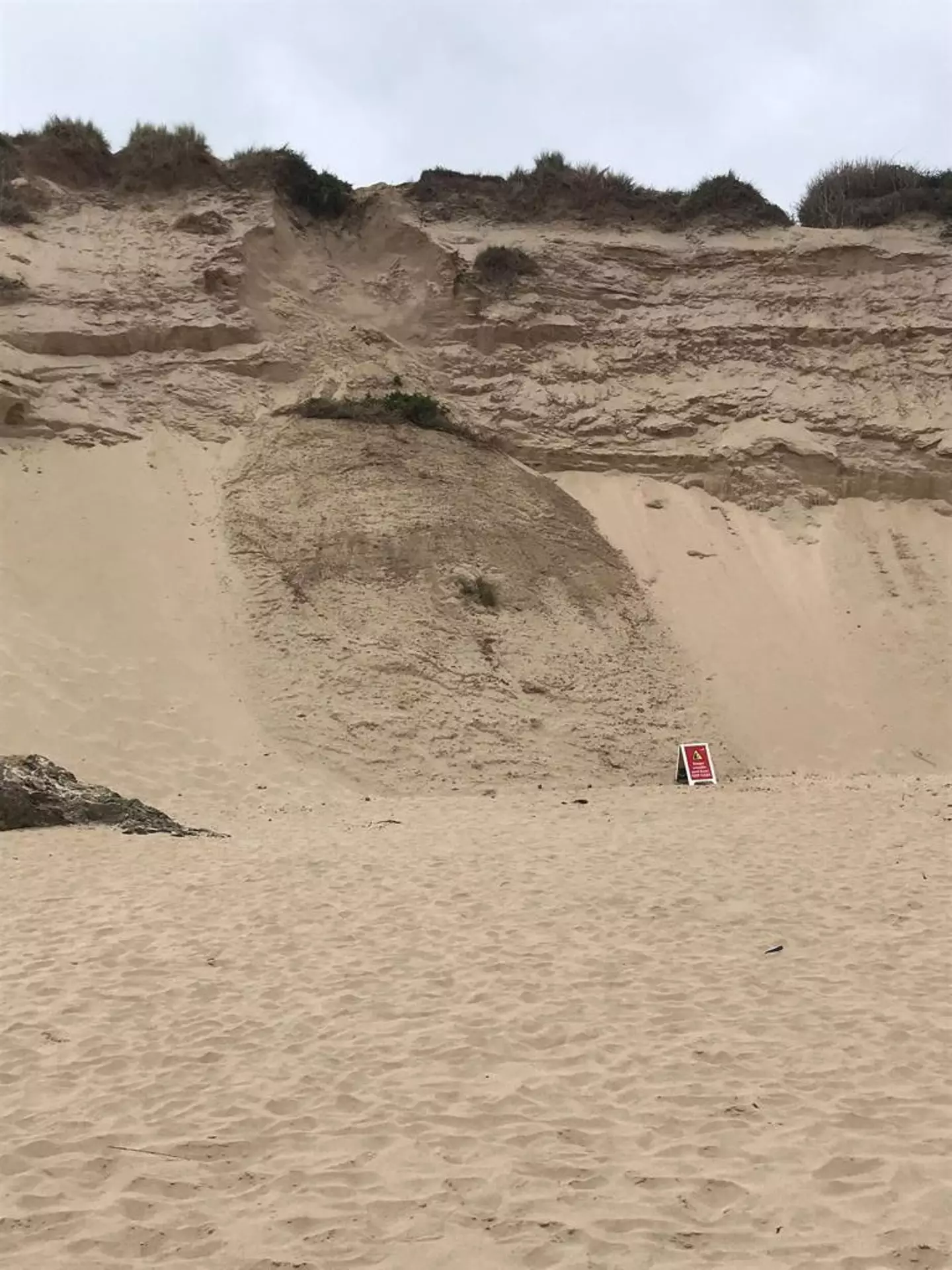 One of the sand dunes at Crantock collapsed earlier this week.