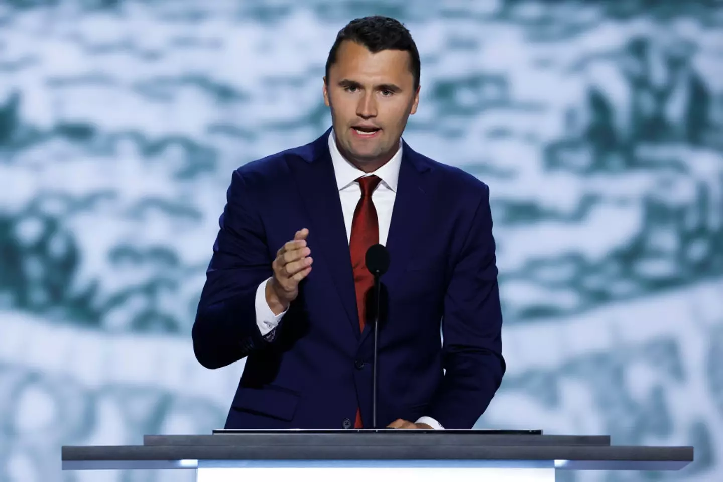 Charlie Kirk was shot once while talking at the Utah Valley University, answering questions about gun violence (Chip Somodevilla/Getty Images)