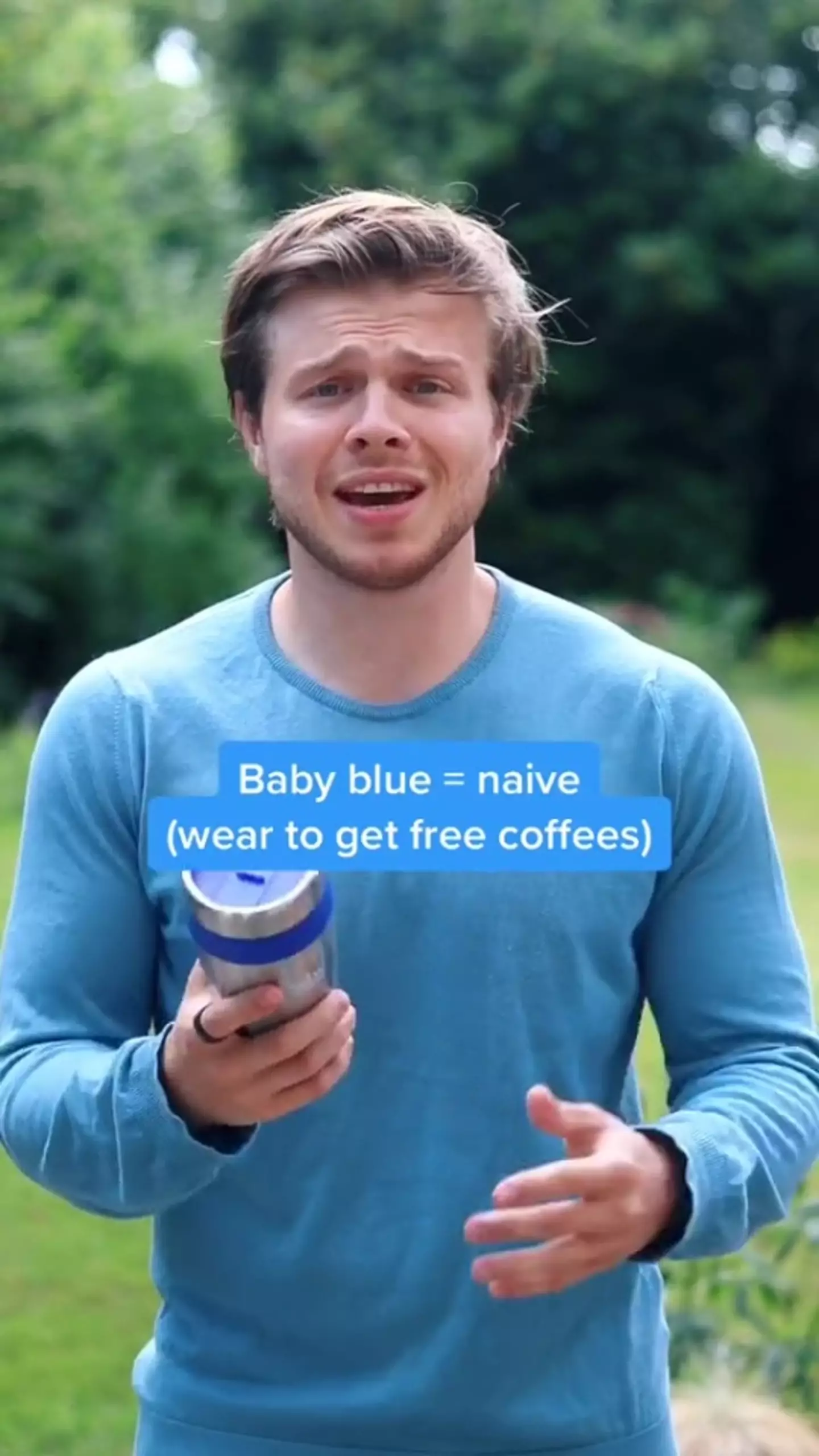 Apparently, wearing baby blue is the answer to getting free coffees.