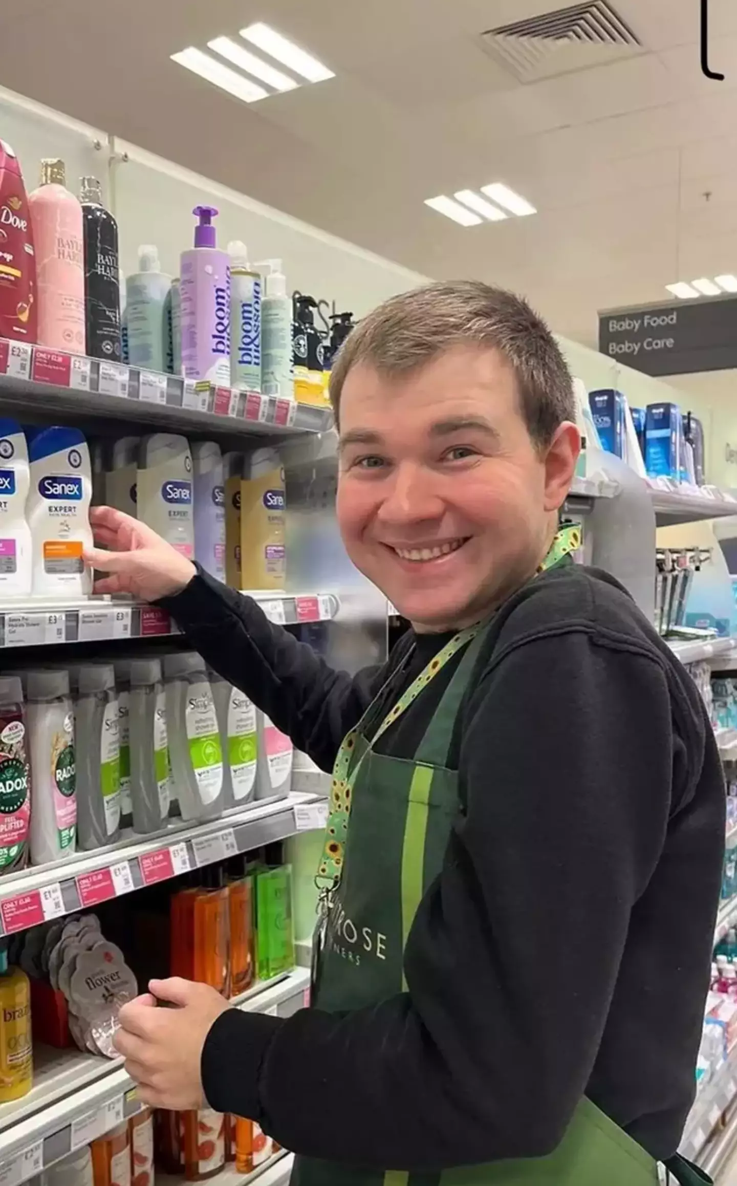 Frances says Tom 'misses' working at the Waitrose chain in Cheadle Hulme (Family Handout)