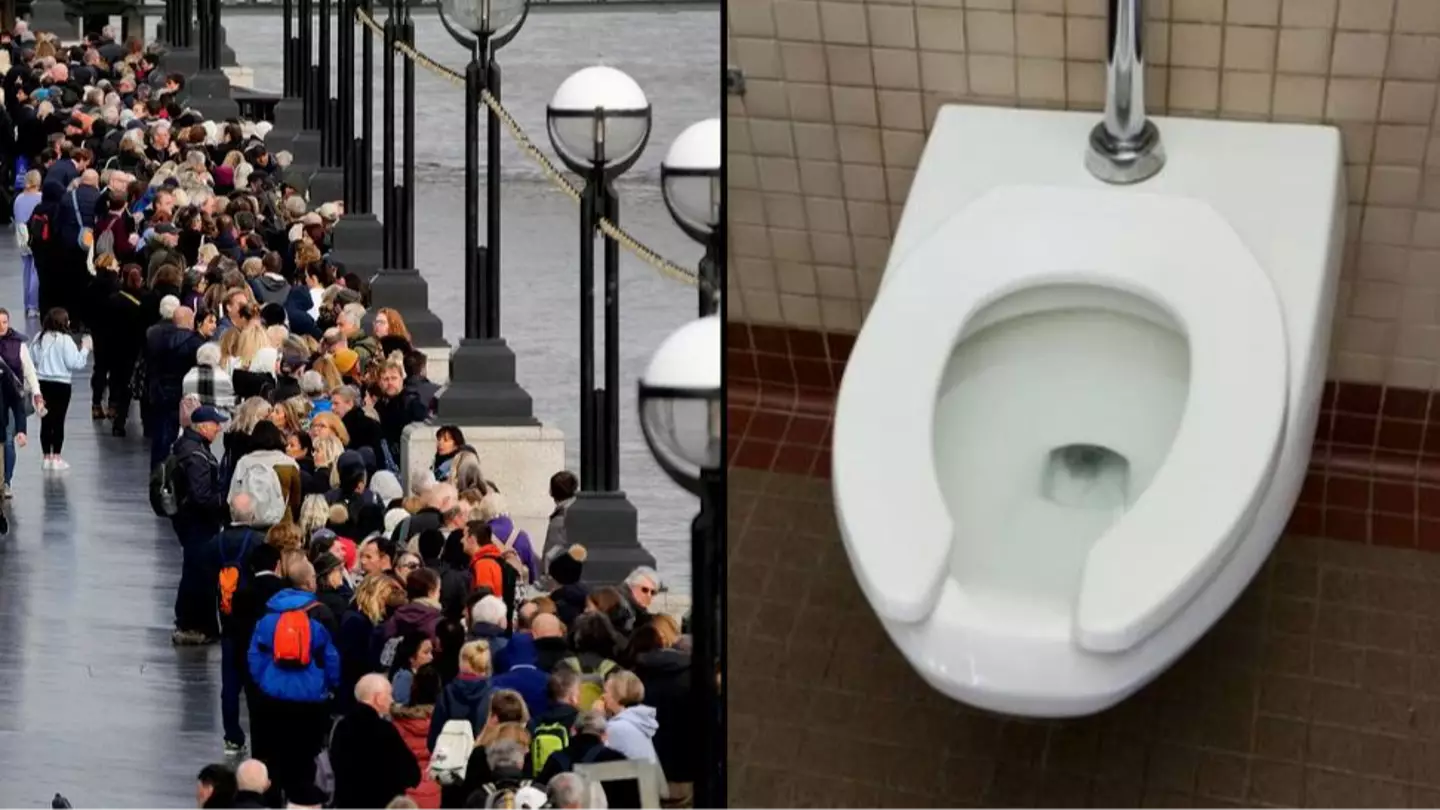 What happens for people queueing for hours to see Queen when they need the toilet