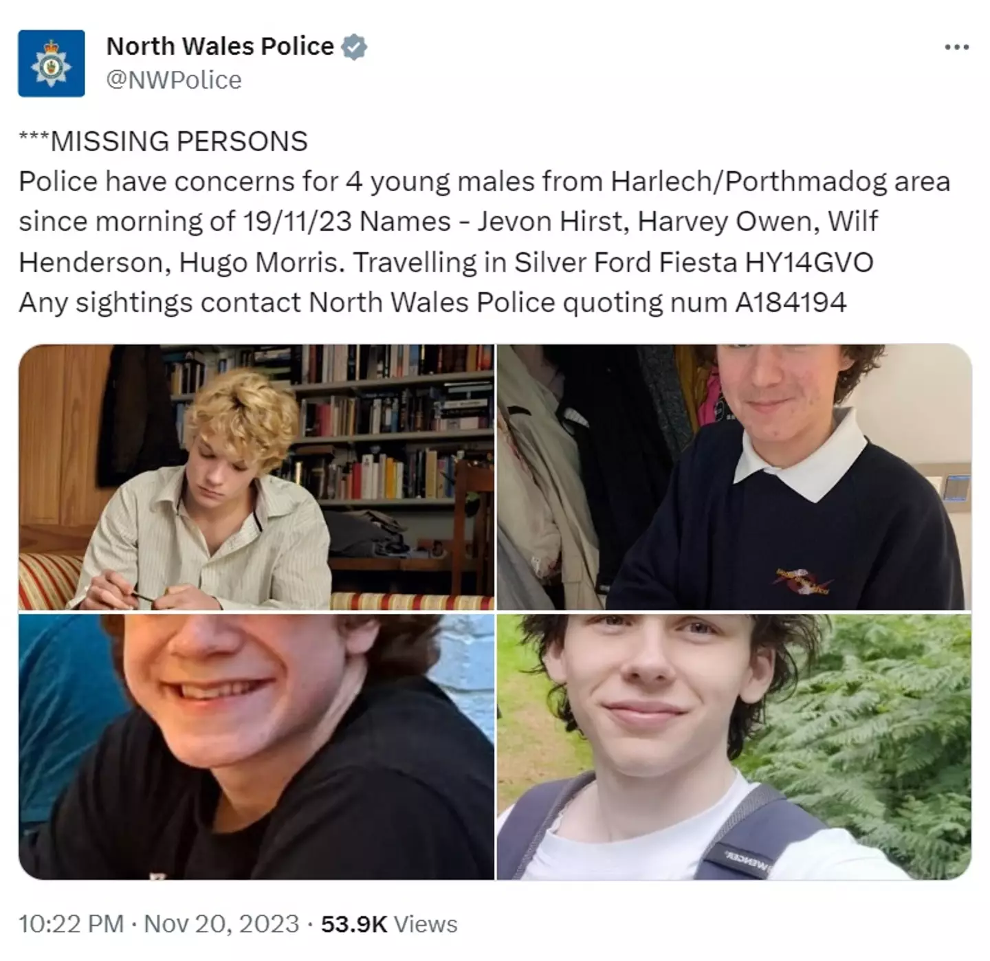 Anyone with information is urged to contact North Wales Police.