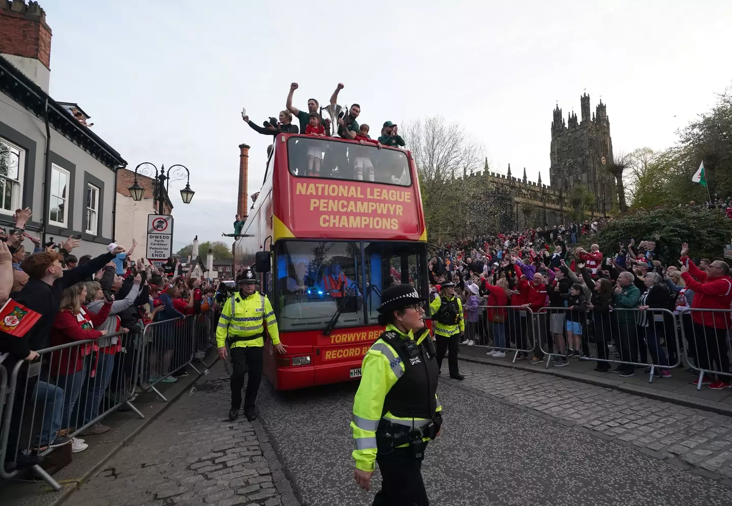 Wrexham took to the streets for their open-top bus parade last night.