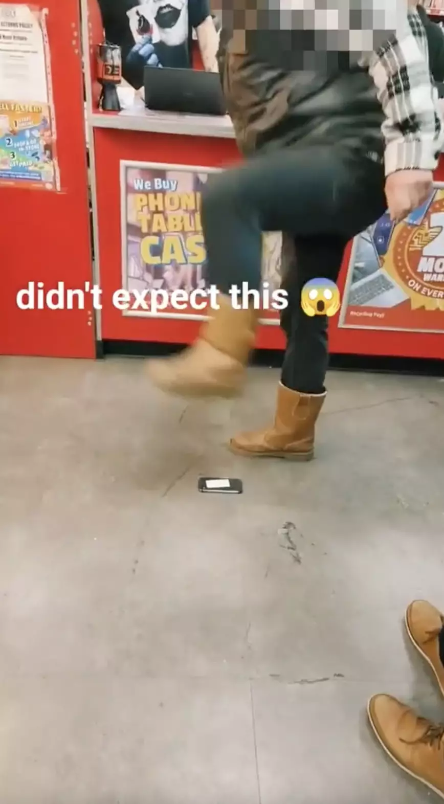 He stamped on the iPhone in front of the staff.