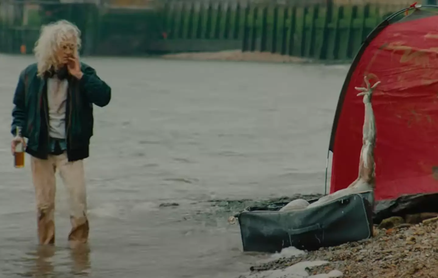 The visitor emerges naked from a suitcase washed up on the shores of the UK (a/Political)