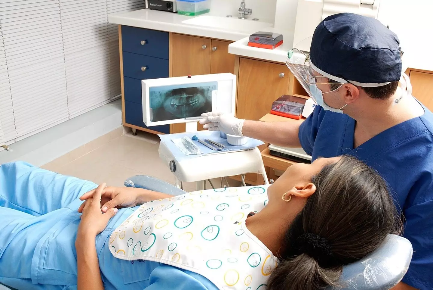 A patient at the dentist.