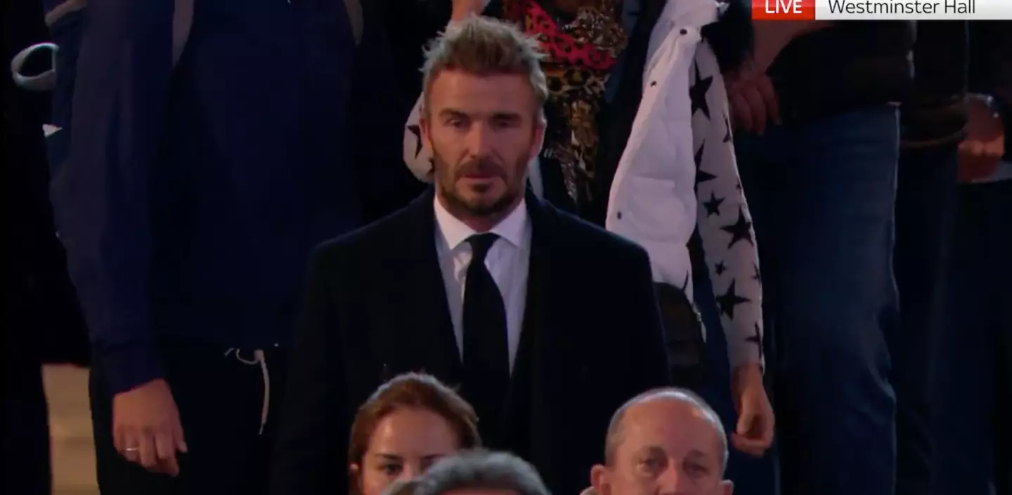 David Beckham queued for hours at Westminster Hall for the Queen's lying-in-state.