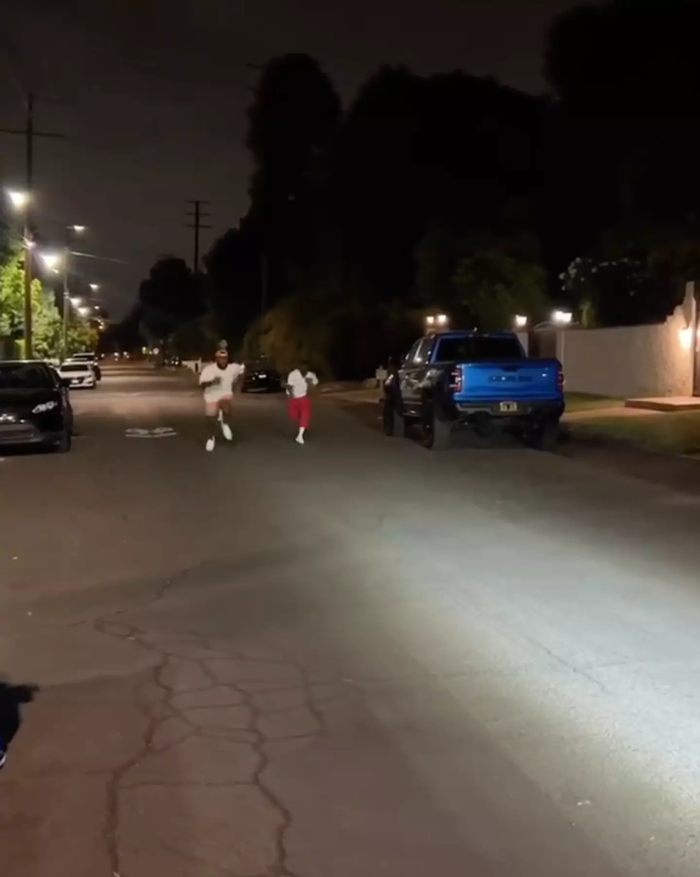 The actor and comedian injured himself in a race with the NFL star.