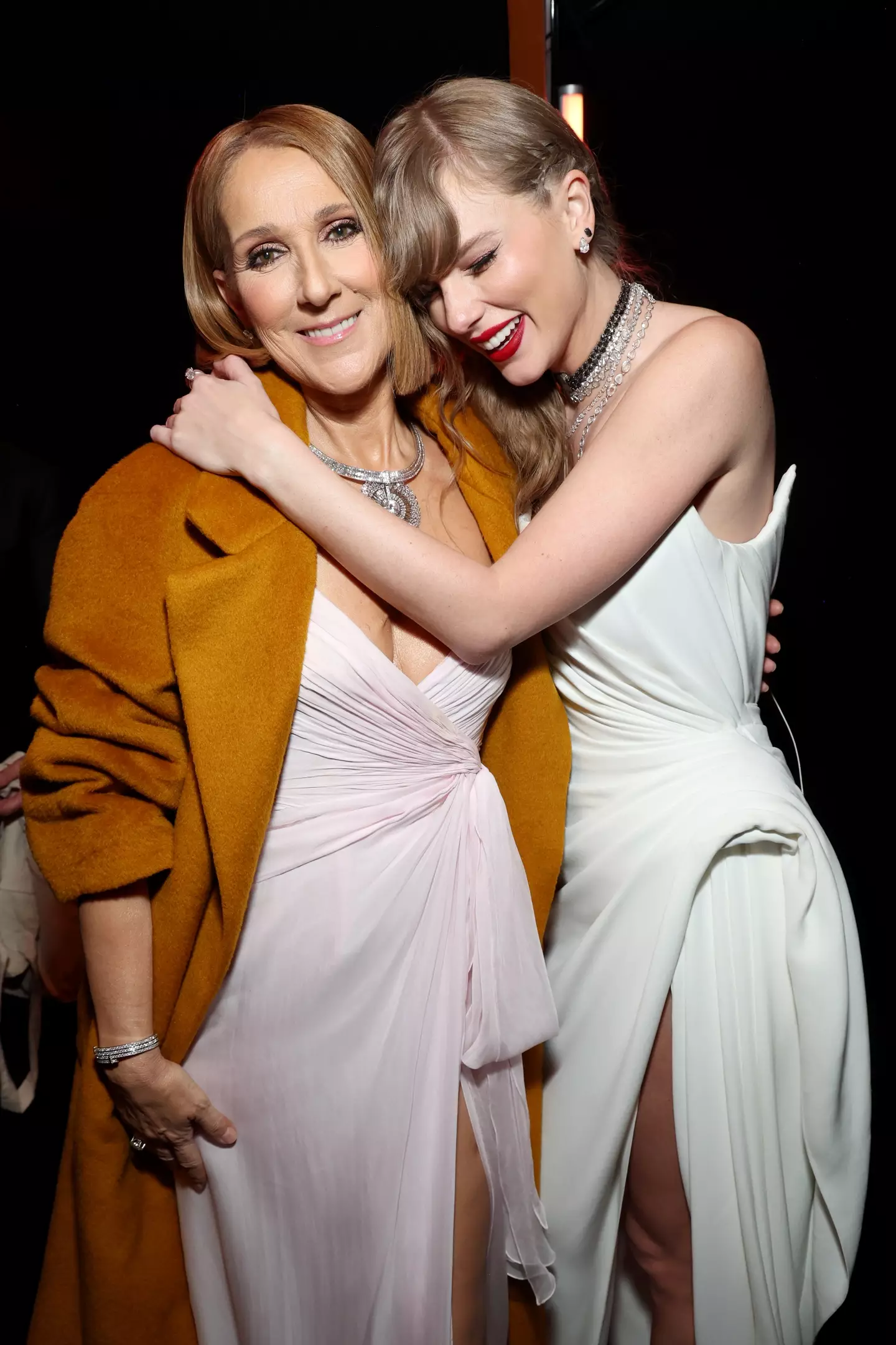 Swift with Celine Dion at the 2024 Grammys.