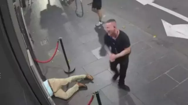 The bouncer was amused by the incident (YouTube/7News Australia)