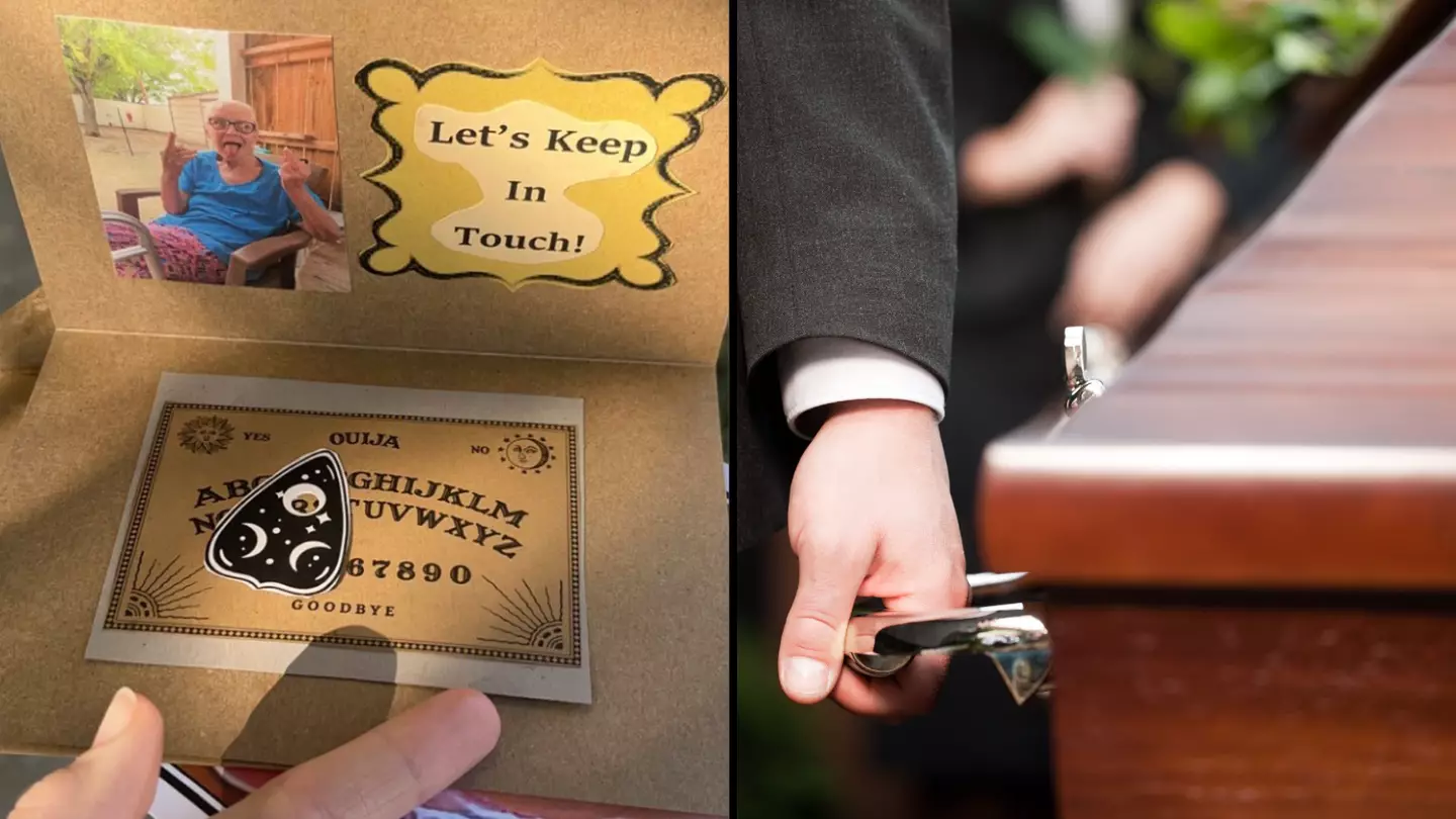 Cheeky grandmother has ouija boards given out at her funeral so people can stay 'in touch'