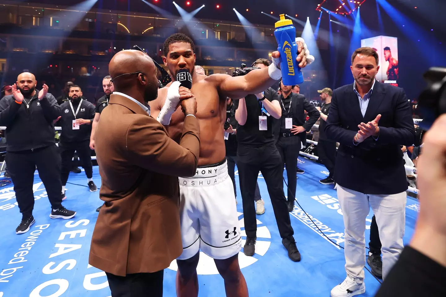 Some fans called a moment in his post fight interview 'cringe'.