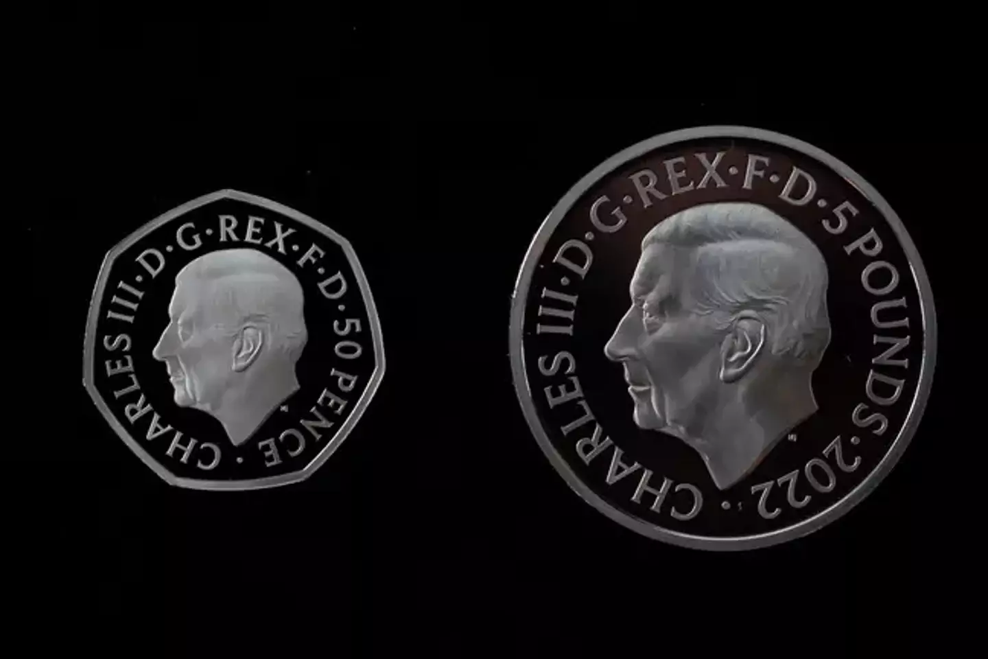 The new coins featuring King Charles III.