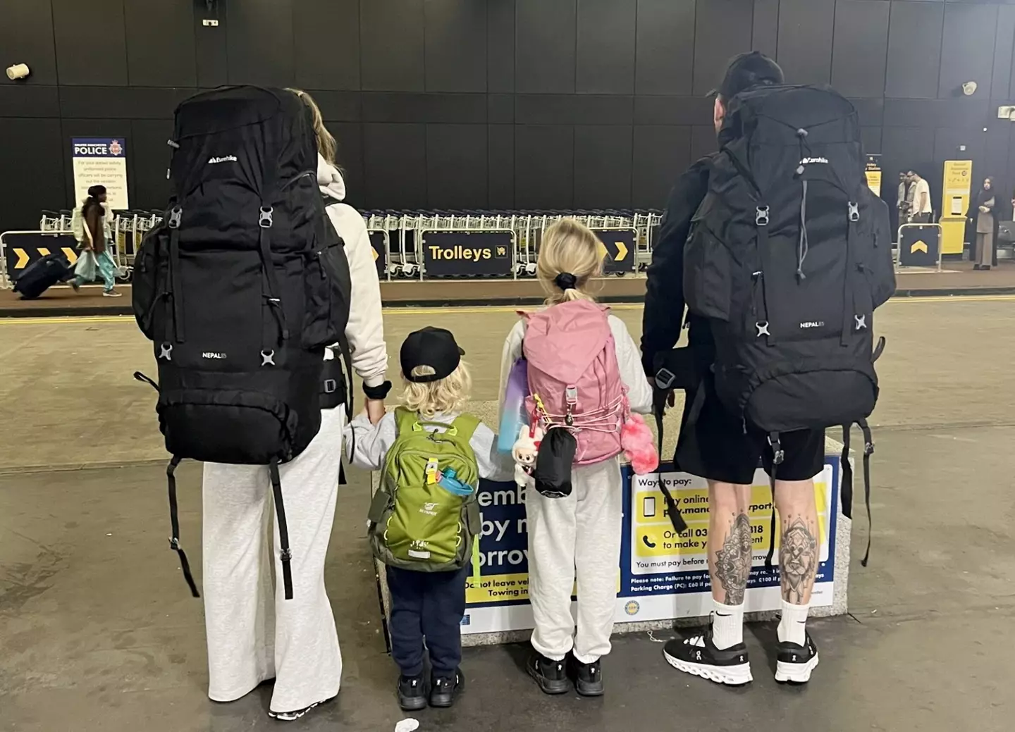 The family packed their lives into four backpacks and jetted off in August (SWNS)