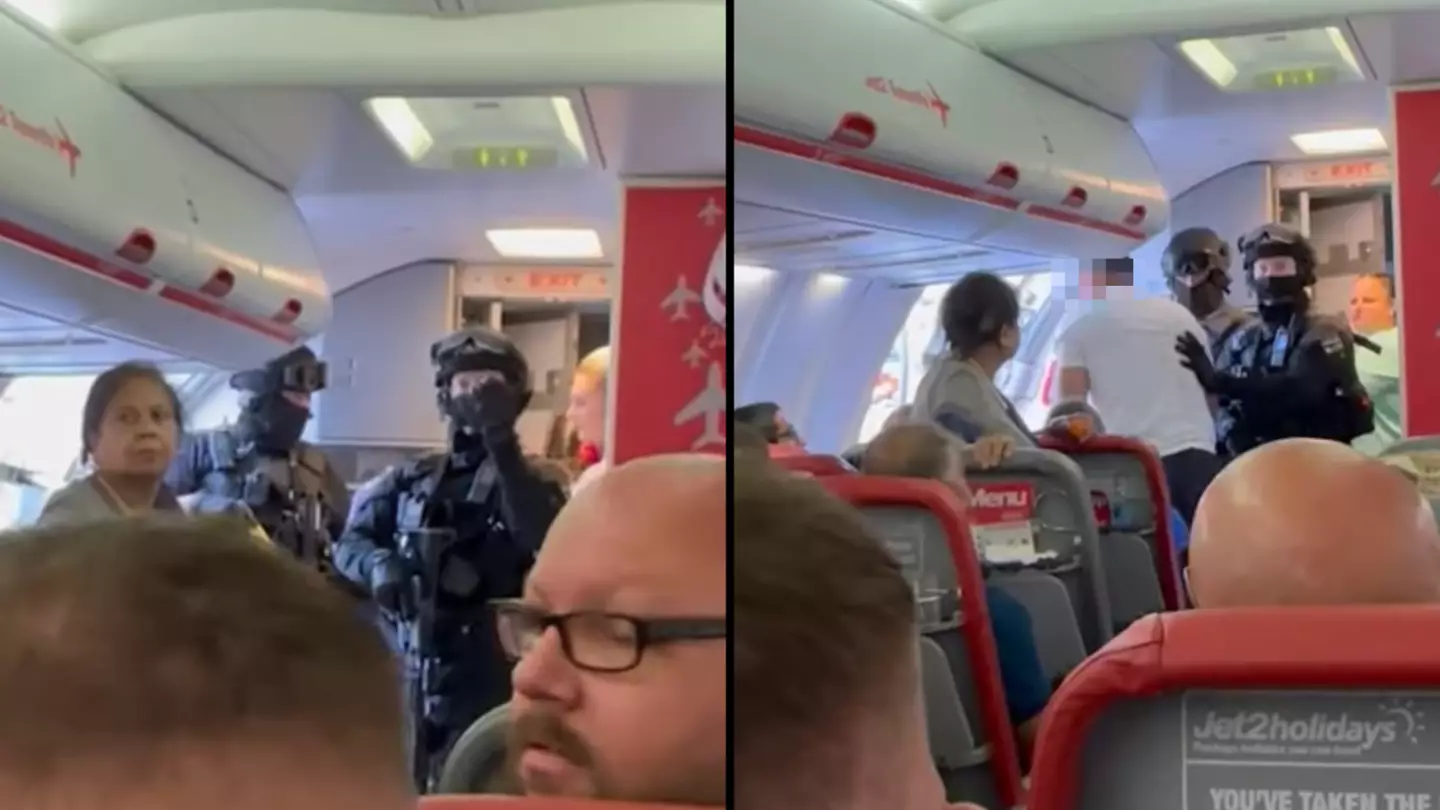 Armed police storm plane at UK airport and take off man after reports of 'explosive device'