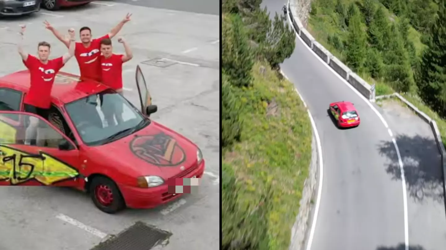 Lads take on one of 'world's most dangerous roads' in £200 car
