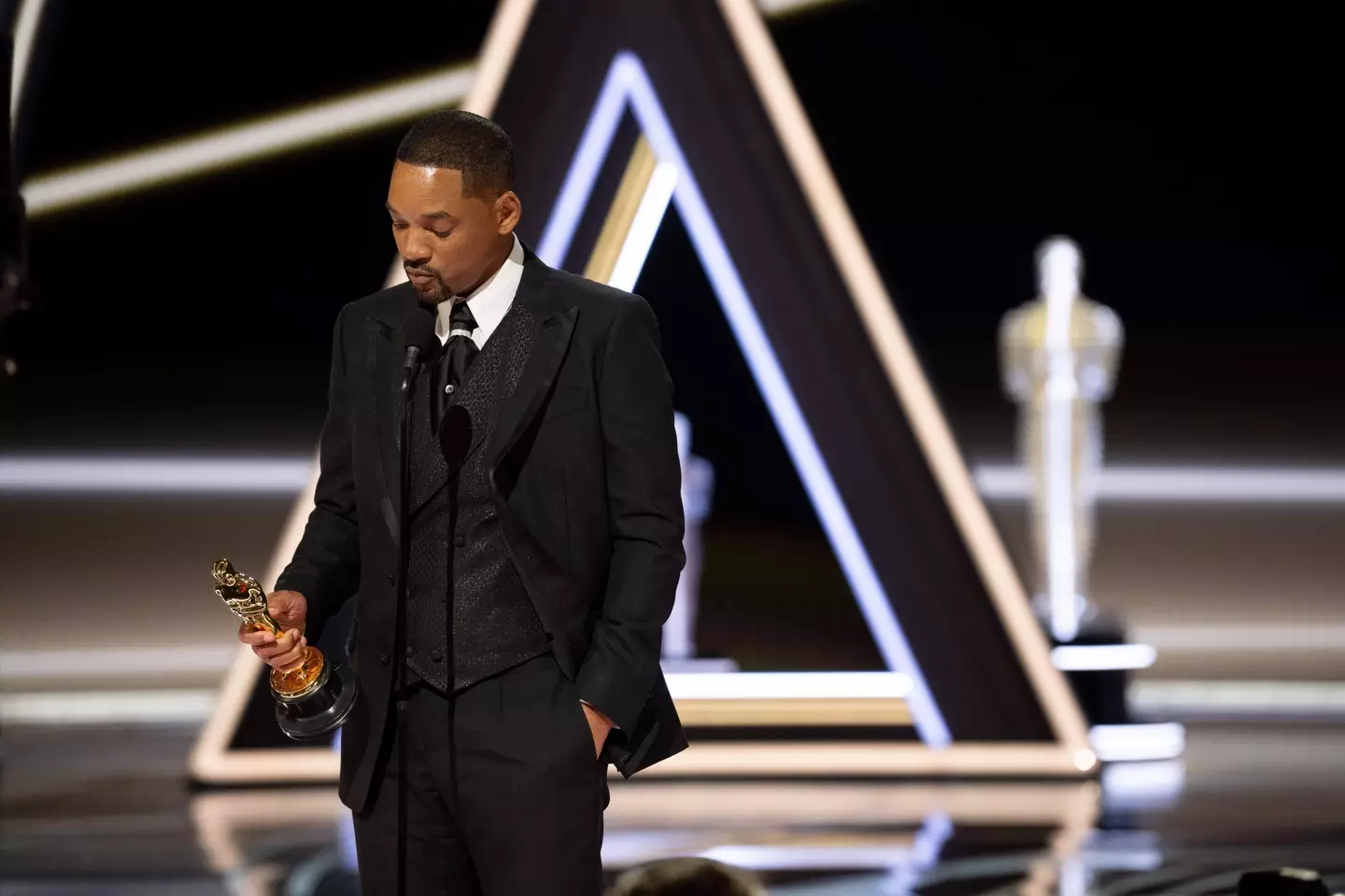 Will Smith gave a tearful apology on stage after slapping Chris Rock across the face.