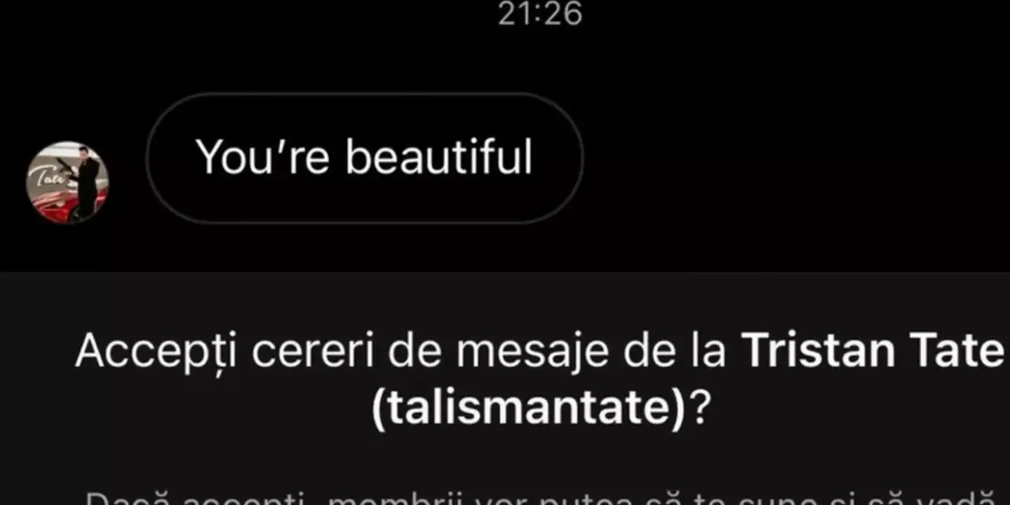 Messages appeared to come from both Tristan and Andrew Tate.