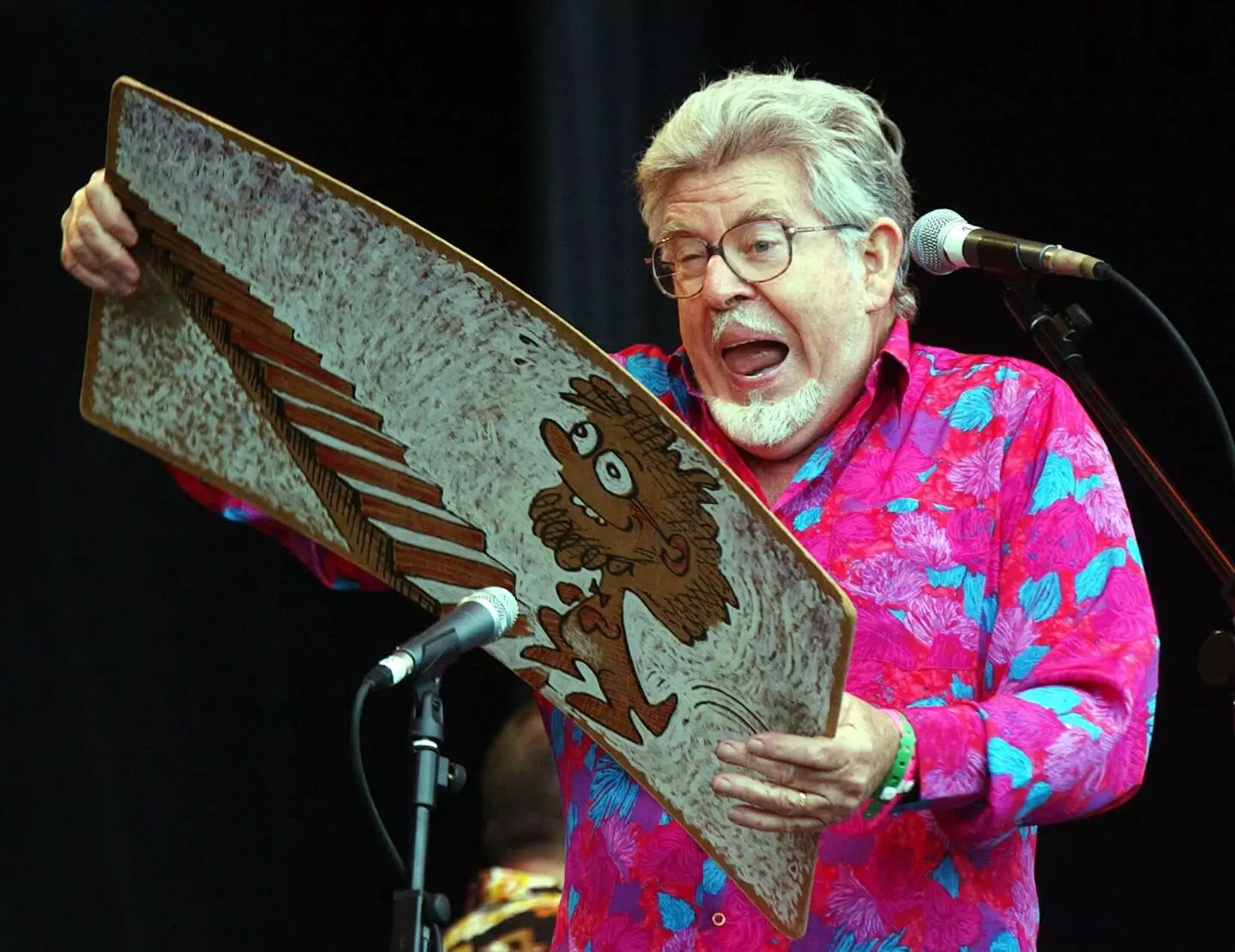 Rolf Harris plays the main stage at Glastonbury in 2002.