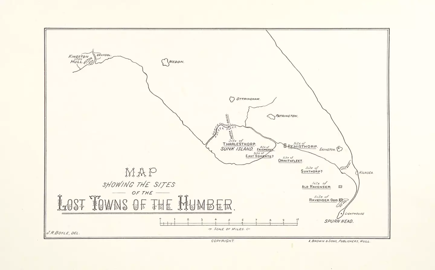 A map of the towns on the Humber estuary that were lost to the sea includes Ravenser Odd.