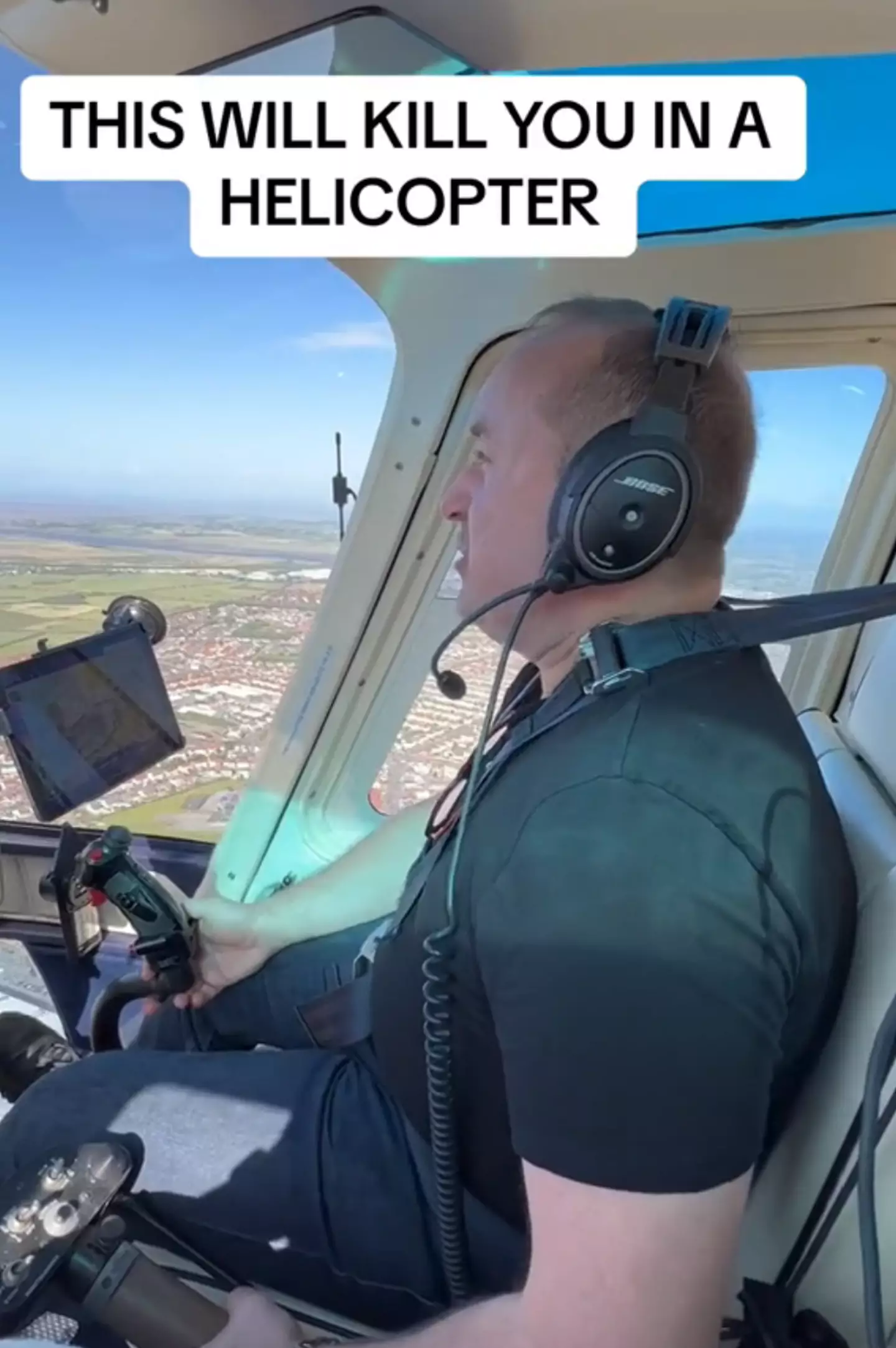 Pilot Dave Fishwick talks viewers through the one thing you must "never, ever, ever" do in a helicopter.