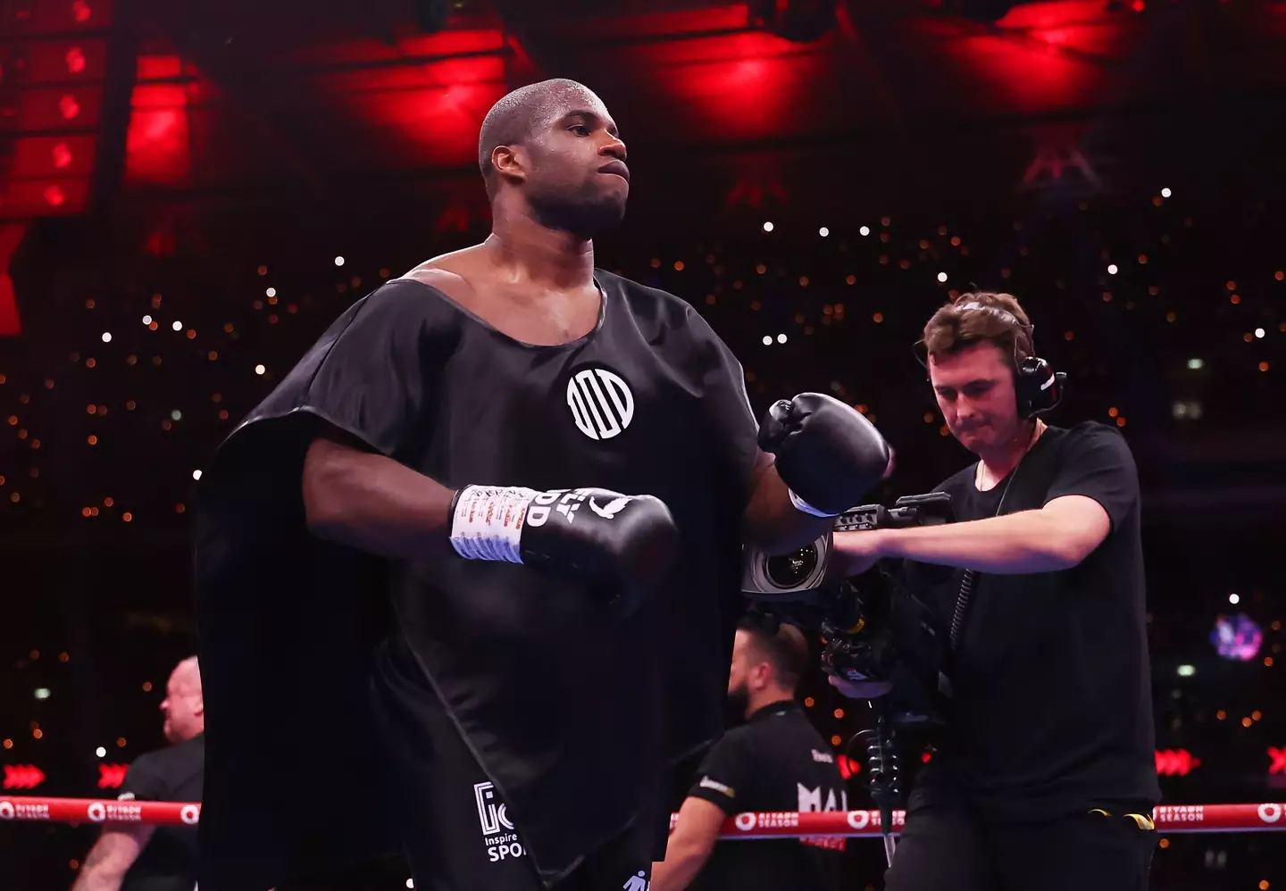 Daniel Dubois entered the ring first on the night, a break with tradition in boxing where the champion is meant to go second. (Richard Pelham/Getty Images)