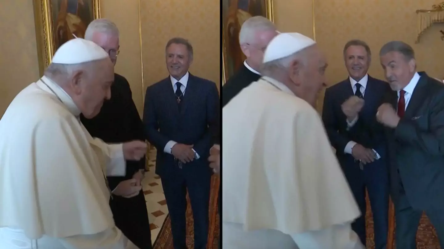 The Pope tells Sylvester Stallone he's a huge fan and even throws a fake punch